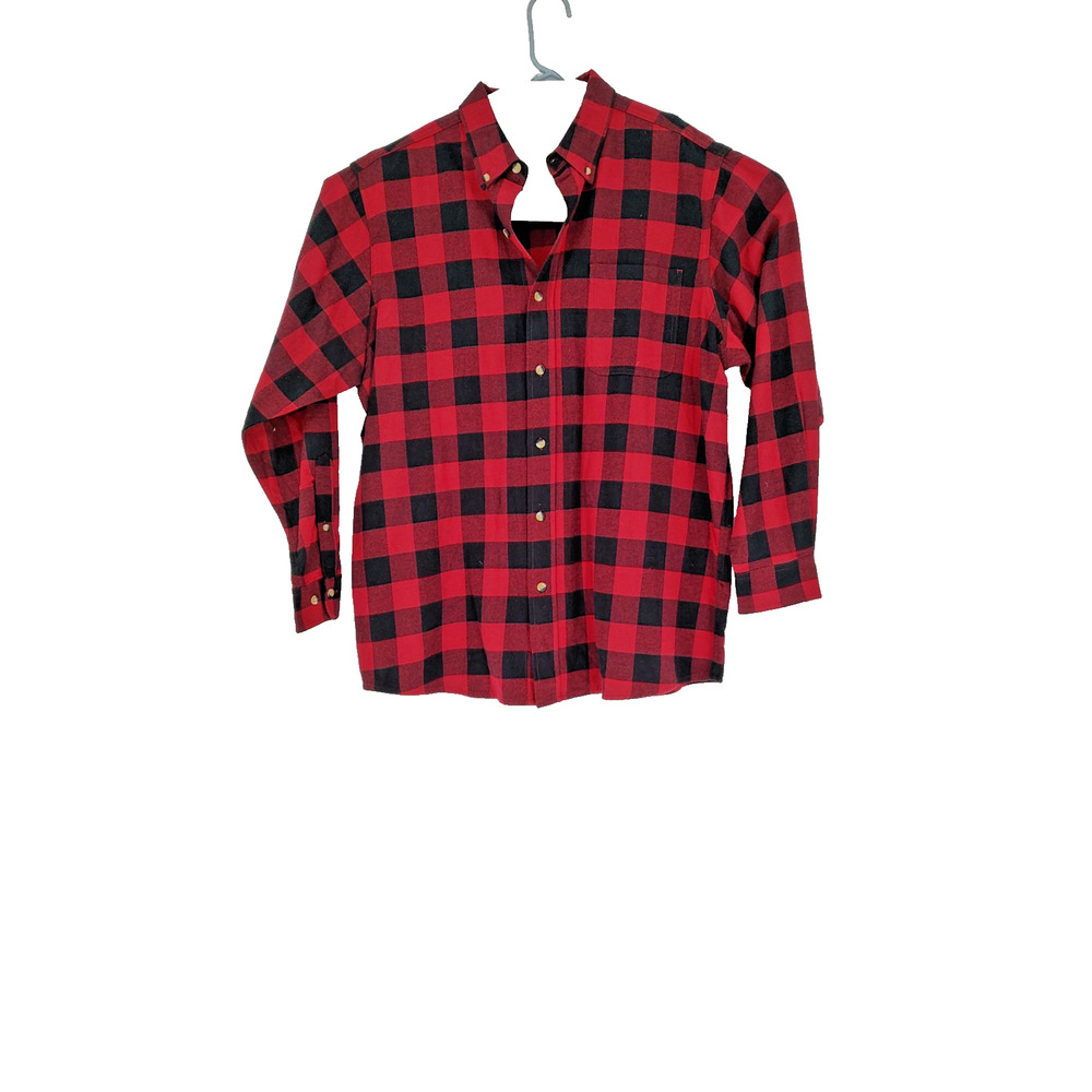 Hobbs Creek Men's Red Black Plaid Flannel Button Down Long Sleeve Shirt Size XL